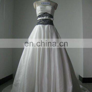 EB1039 Taffeta with black lace 2015new model wedding dress