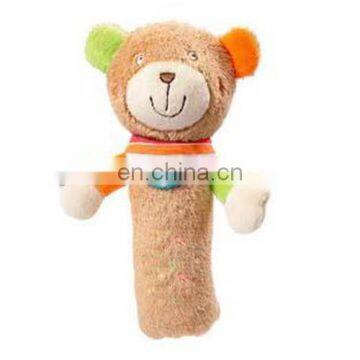 Fashion design baby pratice toys plush teddy bear baby rattle toys