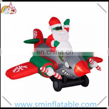 Hot selling inflatable christmas plane, inflatable santa claus plane, christmas santa helicopter for ornament