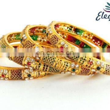 Indian one gram gold plated bangles - Wholesale meenakari bangles - 2016 Fashion bangles - Designer Gold plated Bangles - Party