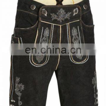 New Style Leather Pants Dark Brown Suede-Leather German Shorts -Bavarian-Lederhosen