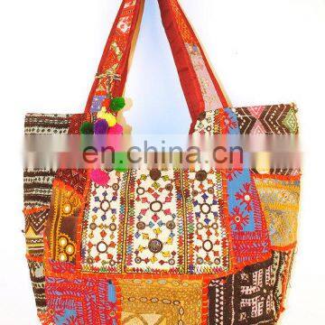 Banjara Kutch Traditonal Tote Bag Vintage Mirrored Patchwork Handmade Indian Hippie Hobo Coins Cowrie Women Sac Purse Tote Hand