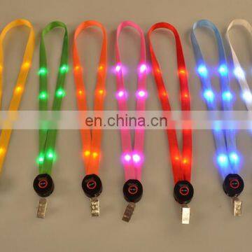 Top Quality Fluorescent Color Led With Clip Nice Glitter Lanyard photo-3