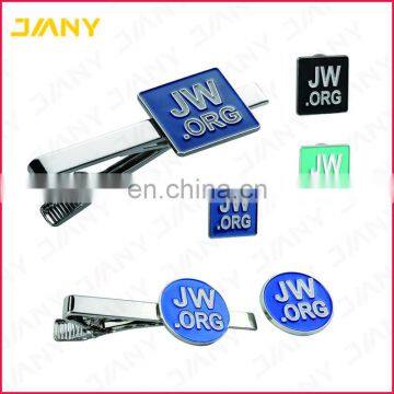 Factory Directly Custom Silver Color Necktie Clip and Lapel Pin Gift Tie Clip Set