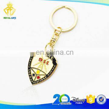 Shiny Gold Security Metal Keychain with Hard Enamel Color