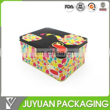 Colorful decorative Custom thin metal box for tea storage 16x12x7.5cm