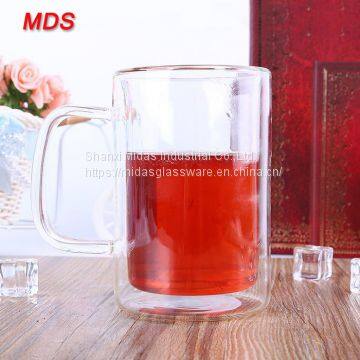 Hand Made High Borosilicate Glass Dual Cup With Handle Wholesale photo-2