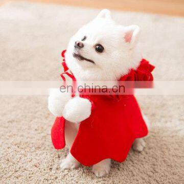 Pet Dog Cat Christmas Clothes Cloak Hoodwinked Woolen Overcoat With Fuzzy Ball for Pomeranian photo-2