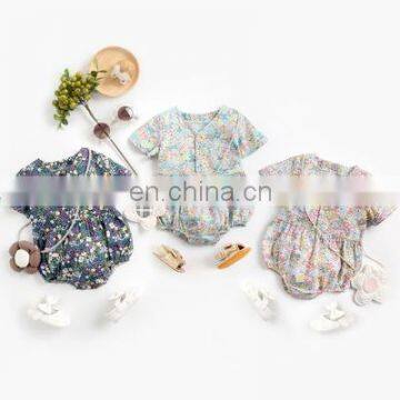 Infant Kids Baby Girls Rompers Summer Girl's Baby Short-Sleeved Flowers Bodysuits