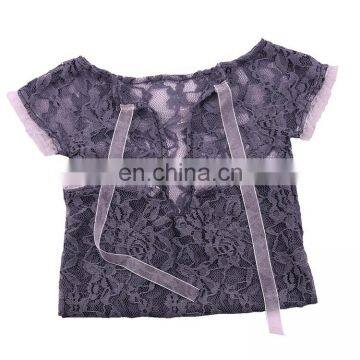 Summer Newborn Short Sleeve Lace Romper Photo Prop Baby Bodysuit Romper photo-3