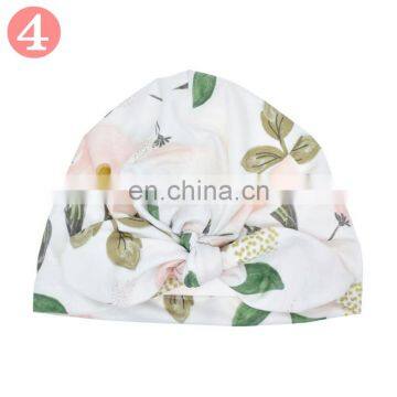 Newborn Hats Baby Soft Cotton Sun Hat Floral Bowknot Cap Toddler Turban Photo Props Indian Flower Cap Infant Hair Bands photo-7