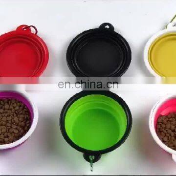 Portable collapsible silicone pet bowl for outdoor travel