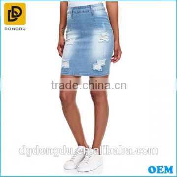 2016 top sale bodycon denim mini skirt with zip back