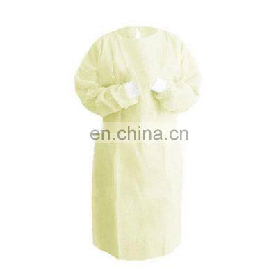 Wholesale Disposable Civil Yellow Level 1 PP Non Woven ppe isolation Gowns With Knitt Cuff  Waterproof Protective Gown