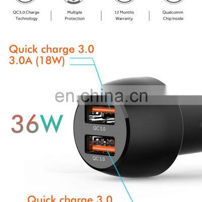 Wholesale 36W QC3.0 Dual Port USB Car Charger Super Fast Car Phone Charger Adapter For Iphone12 photo-3