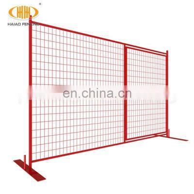 Haiao Fencing Canada Temporary Fence Powder Coated in Red Color with Small Gate