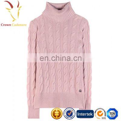 Женский вязаный пуловер из cashmere с воротником-воротком и узором «тросик» photo-5