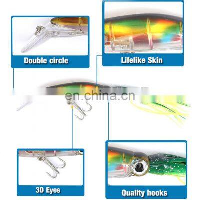 22cm 41g Artificial Life-Like Hard Plastic Bait With Rubber Skirts Sea Fishing Lure Squid Octopus Minnow photo-3