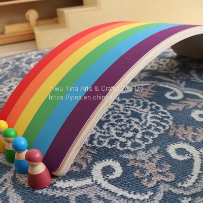 Rainbow Balance Board, Wooden Wobble Balance Board