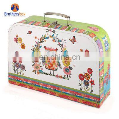 DongGuan large paper cardboard suitcase gift box with handle