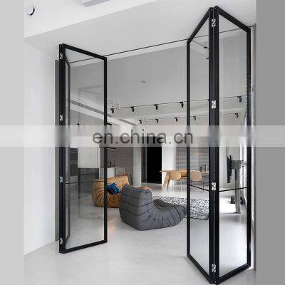 Factory Price Narrow Aluminum Frame Folding Double Glass Patio Doors