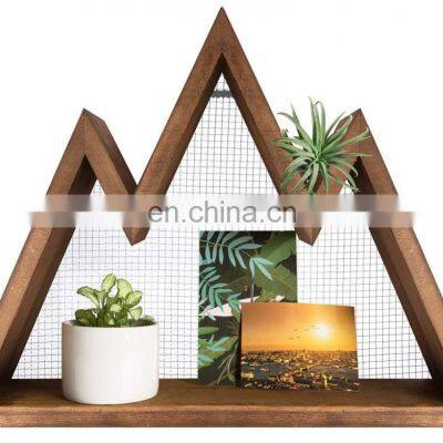 Rustic Triangle Wall Art Geometric Decor Shelf for Nursery photo-3