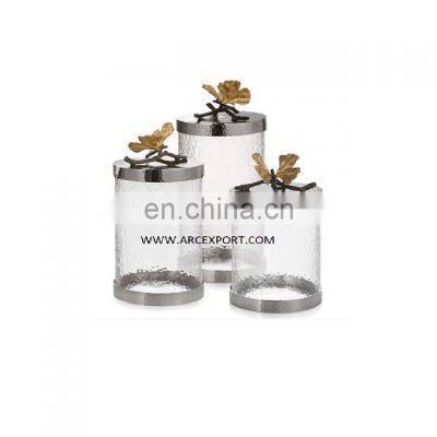 Butterfly Clear Glass Luxury Canister