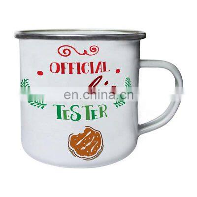 Christmas holiday wholesale custom orange metal beer 10 oz enamel camp mug