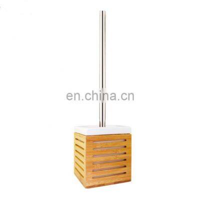 Bamboo Ceramic  Toilet Brush with Holder Modern Design  Toilet Brush Holder  Bathroom Accessory Standing Toilet Brush Holder