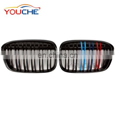 Gloss M color ABS dual slat front bumper kidney grill grille mesh for BMW  X1 F48 2015+