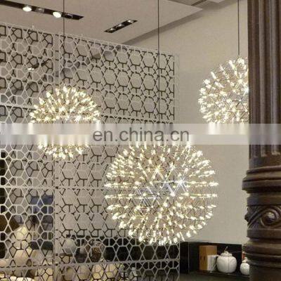 Hotel Living Room Luxury Restaurant Spark Ball Stainless Steel LED Chandelier Shopping Mall Starry Chandelier Lamp