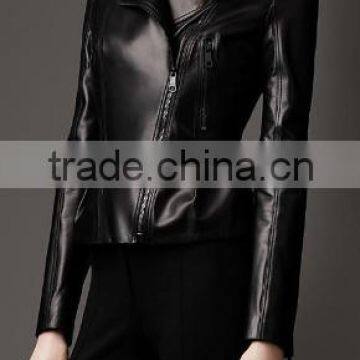 Peplum Detail Lambskin Biker Jacket for lady