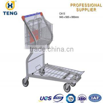 Folding Wire Steel Supermarket Trolley Cargo Cart Warehouse Trolley CA13