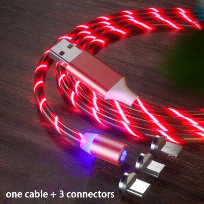 New product Hot wholesale LED Flowing Light Magnetic Charging Cable Cellphone Fast Micro USB Cable Charger Data Cable Line