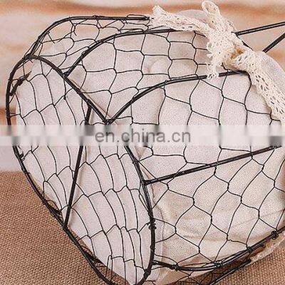 Wholesale Customize Home Decor Living Oval Dark Brown Metal Wire Fabric Food Picnic Mix Storage Flower Basket With Handles Flower Vase photo-2