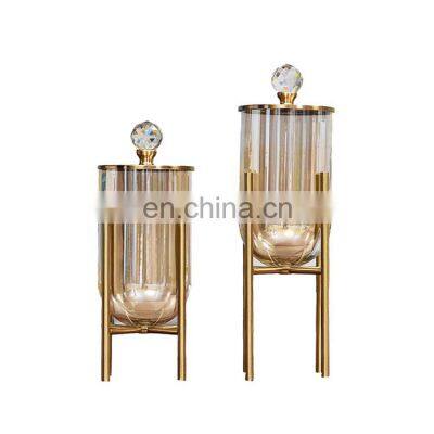 Large Size Luxury Gold Frame Glass Flower Vase