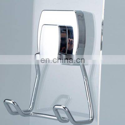 Powerful Vacuum Suction Cup Double Hooks Holder for Towel Robe and Loofah-Steel Double Hook for Bathroom and Kitchen Chrome photo-3