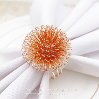 Factory Wholesale Handmade Wire Ball Napkin Ring Bayberry Shape Metal Circle For Party photo-4