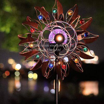Solar Wind Spinner Multi-Color LED Lighting With Kinetic Wind Aculptures photo-4