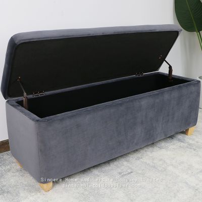 hot-sale Living Room comfortable Velvet Upholstered Modern Classic Indoor Solid Wood Frame Luxury Design Storage Foldable Ottoman Bench