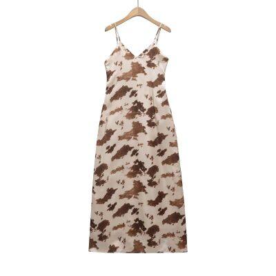 European and American Style Women's New Silk Texture V-neck Camisole Flute Dress for Women photo-2