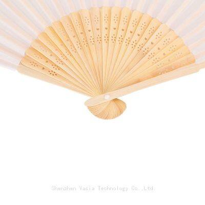 Elegant Chinese Vintage Bamboo Ribs Folding Hand Fan DIY Blank Paper for Wedding Shower Folding Hand Fan photo-3