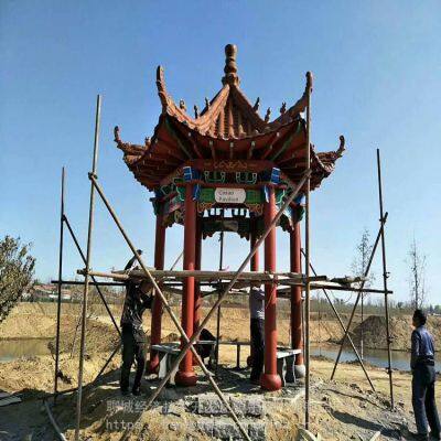 cement four - cornered and six - cornered pavilions, outdoor courtyard anti - corrosion and antique - style pavilions with a simple style