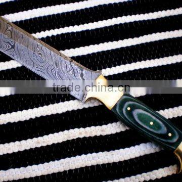 udk h78" custom handmade Damascus hunting knife / Bowie knife with sheet and brass bolsters handle