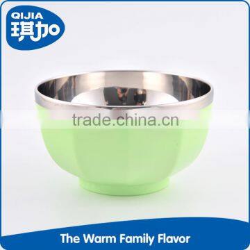 China manufacturer colorful stainless steel liner and plastic mixing bowl for crisper