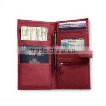 Multifunctional high quality classic leather travel wallet with pen holder