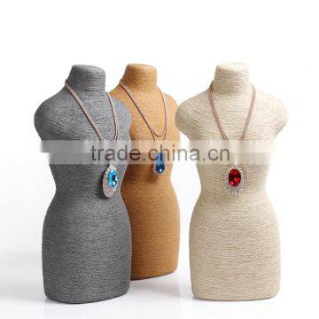 Fashion Hemp Rope Mannequin Bust for Necklace Pendant Resin Jewelry Display S1279