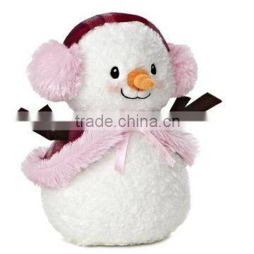 Bundled Up Snowlady Plush Toy/Funny SnowLay With Pink Earmuff/Soft Stuffed Toy Smiling Snowman photo-2