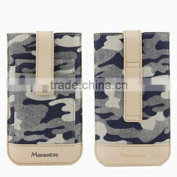2016 trend men's camouflage canvas & leather pouch case for Iphone 6s plus