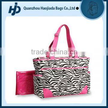 Durable material fashionable zebra print baby diaper bag